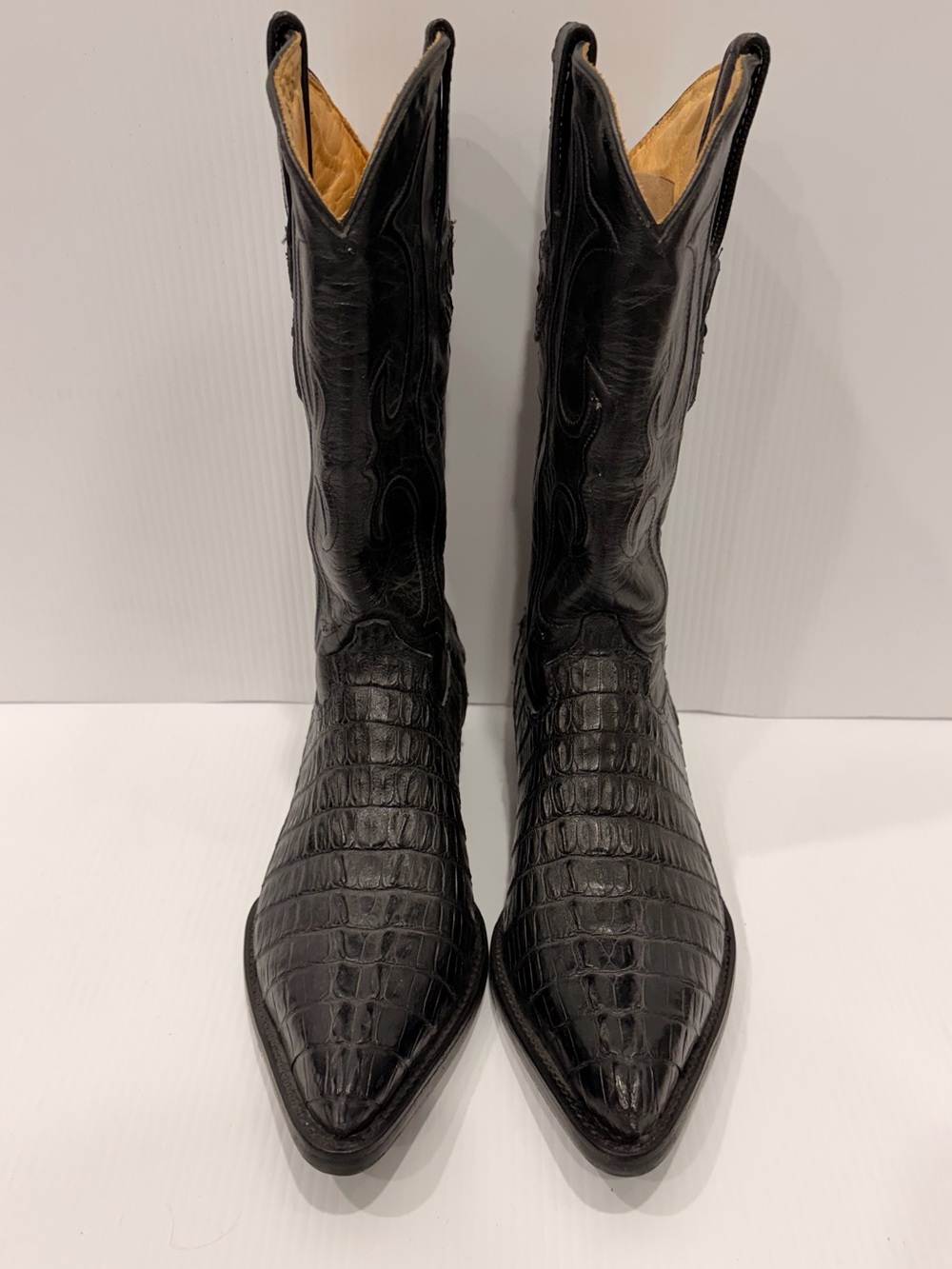 Black Crocodile-Texture Men's Western Boots